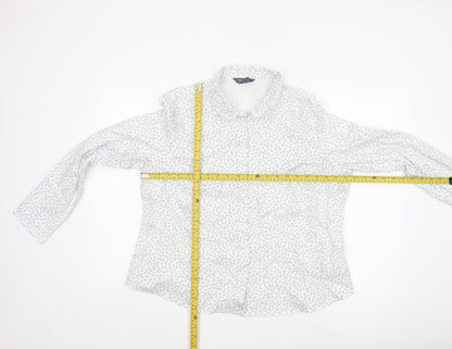 Marks and Spencer Women's White Floral Long Sleeve Button-Up Shirt Size 20