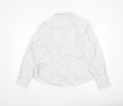Marks and Spencer Women's White Floral Long Sleeve Button-Up Shirt Size 20