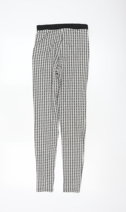 Topshop Women’s Black & White Checked Skinny Trousers Size 8