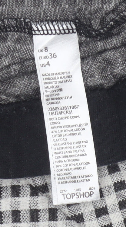 Topshop Women’s Black & White Checked Skinny Trousers Size 8