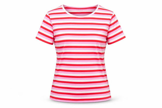 Dunnes Stores Women Pink Striped Cotton T-Shirt Size S