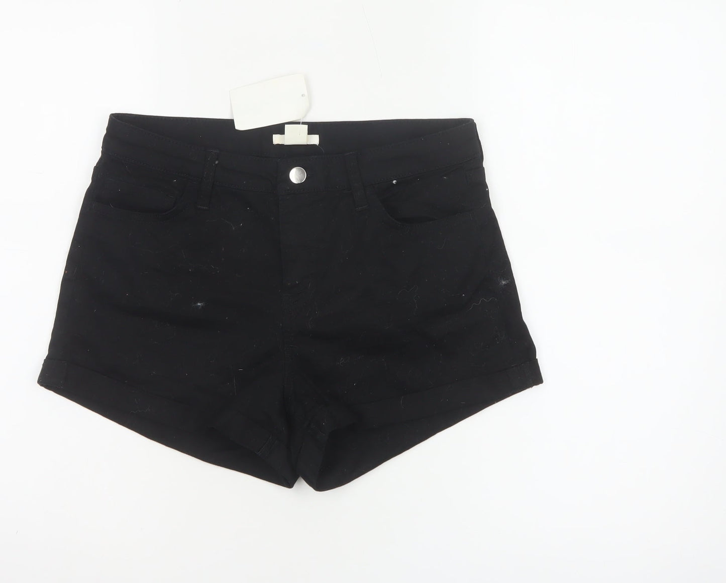 H&M Women's Black Chino Shorts Size 10 Slim Fit Cotton Blend