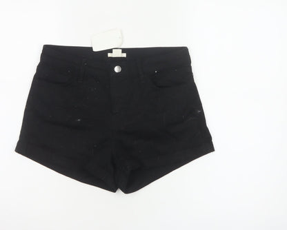 H&M Women's Black Chino Shorts Size 10 Slim Fit Cotton Blend