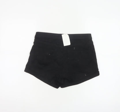 H&M Women's Black Chino Shorts Size 10 Slim Fit Cotton Blend