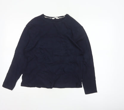 Marks and Spencer Women Blue Cotton Long Sleeve Pyjama Top M
