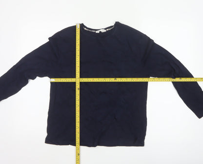 Marks and Spencer Women Blue Cotton Long Sleeve Pyjama Top M
