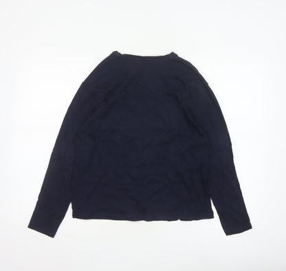 Marks and Spencer Women Blue Cotton Long Sleeve Pyjama Top M