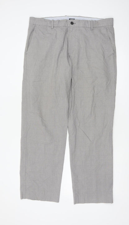 Gap Khakis Men’s Grey Checked Cotton Chino Trousers 36x32
