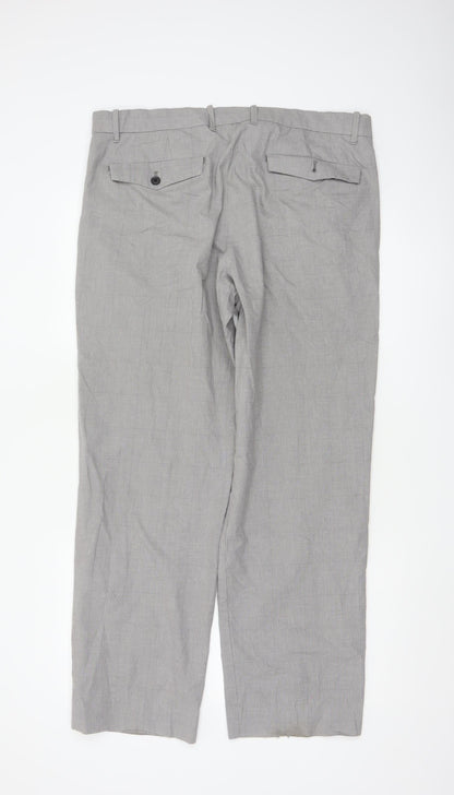 Gap Khakis Men’s Grey Checked Cotton Chino Trousers 36x32