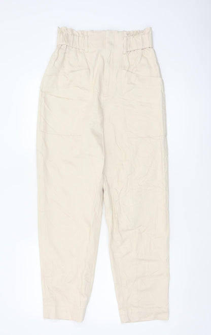 & Other Stories Womens Beige Paperbag Trousers Size 8 Lyocell Blend