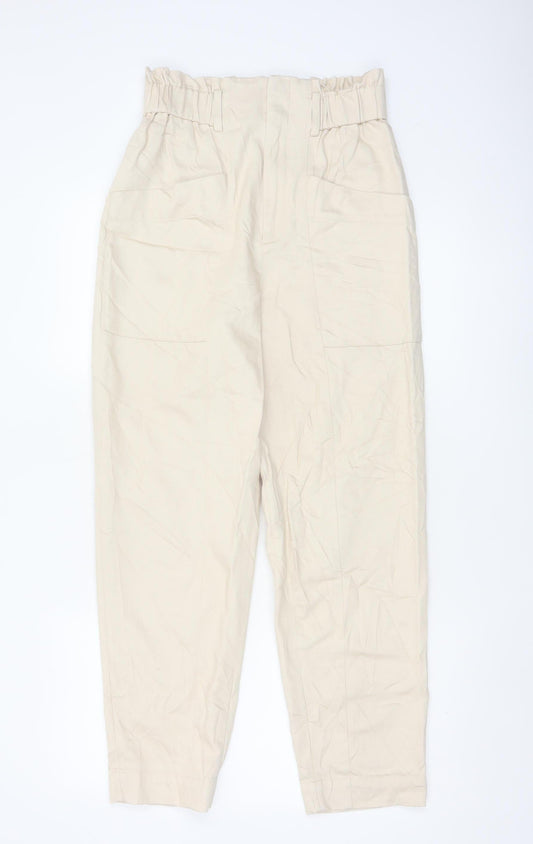 & Other Stories Womens Beige Paperbag Trousers Size 8 Lyocell Blend