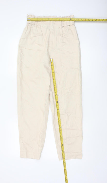 & Other Stories Womens Beige Paperbag Trousers Size 8 Lyocell Blend