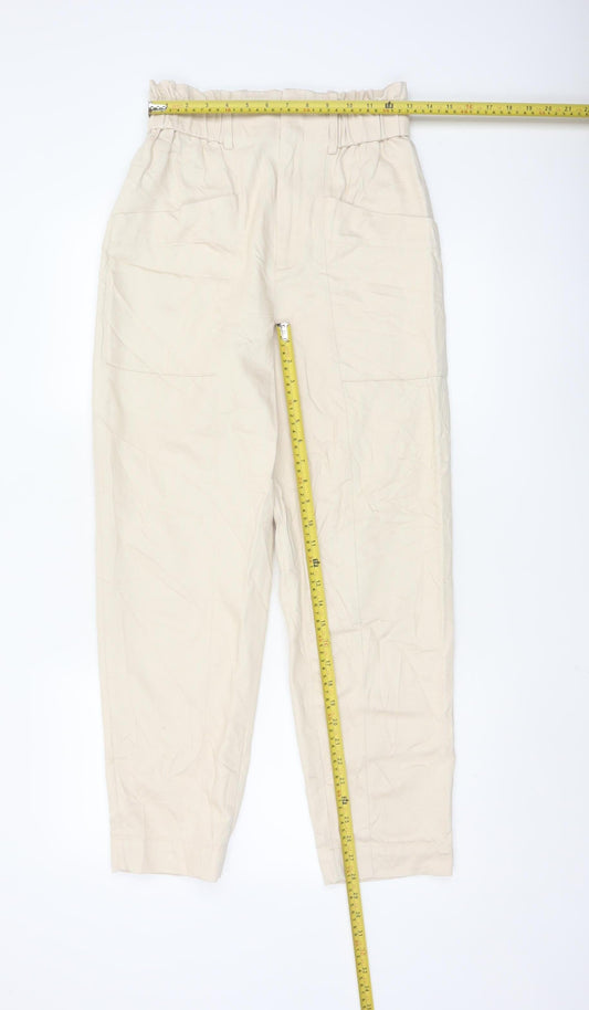 & Other Stories Womens Beige Paperbag Trousers Size 8 Lyocell Blend