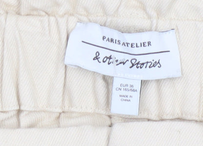 & Other Stories Womens Beige Paperbag Trousers Size 8 Lyocell Blend