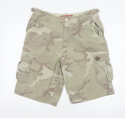 Animal Men's Beige Camouflage Cargo Shorts L Cotton Outdoor