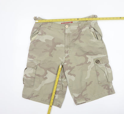 Animal Men's Beige Camouflage Cargo Shorts L Cotton Outdoor