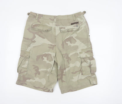 Animal Men's Beige Camouflage Cargo Shorts L Cotton Outdoor