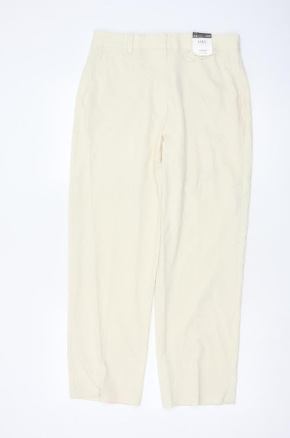 Marks and Spencer Women Ivory Size 12 Short Straight Trousers