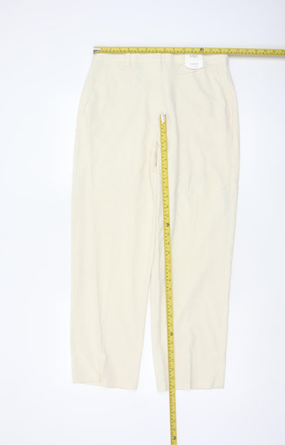 Marks and Spencer Women Ivory Size 12 Short Straight Trousers
