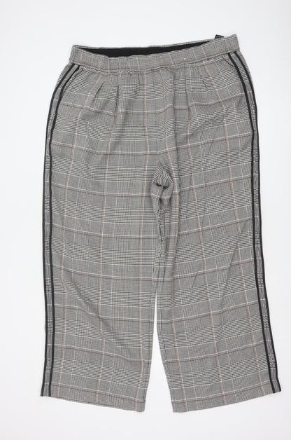 Marks and Spencer Womens Grey Check Elastic Waist Trousers Size 20
