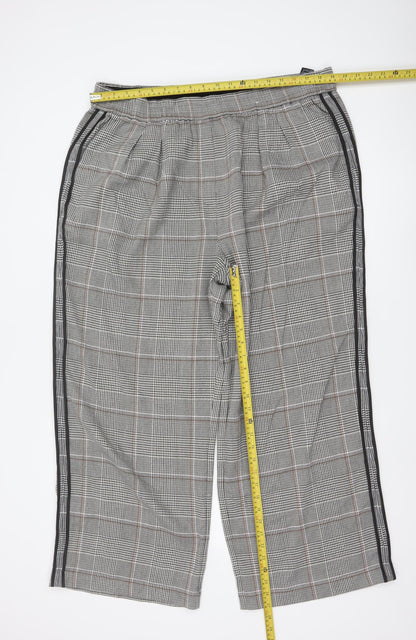 Marks and Spencer Womens Grey Check Elastic Waist Trousers Size 20