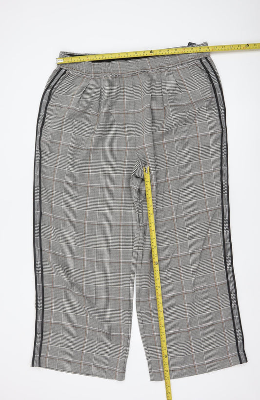 Marks and Spencer Womens Grey Check Elastic Waist Trousers Size 20