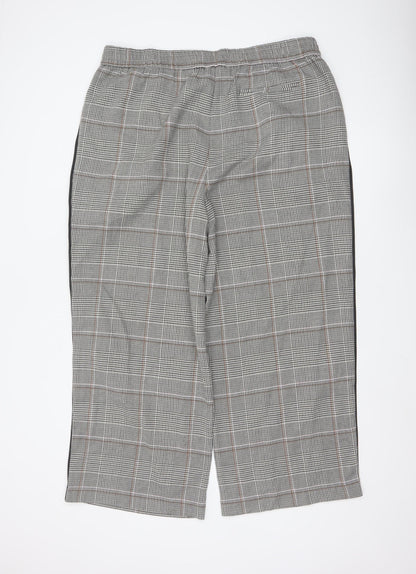 Marks and Spencer Womens Grey Check Elastic Waist Trousers Size 20