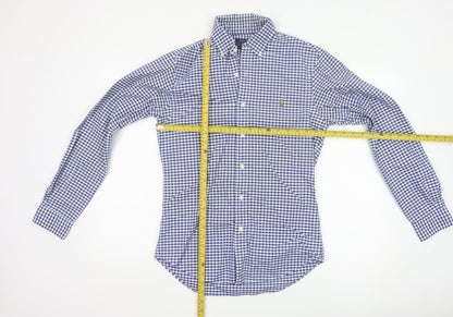 Ralph Lauren Men's Blue Check Slim Fit Long Sleeve Button-Up Shirt S