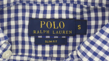 Ralph Lauren Men's Blue Check Slim Fit Long Sleeve Button-Up Shirt S