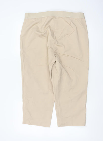 Marks and Spencer Women Beige Size 18 Cropped Trousers Cotton Blend