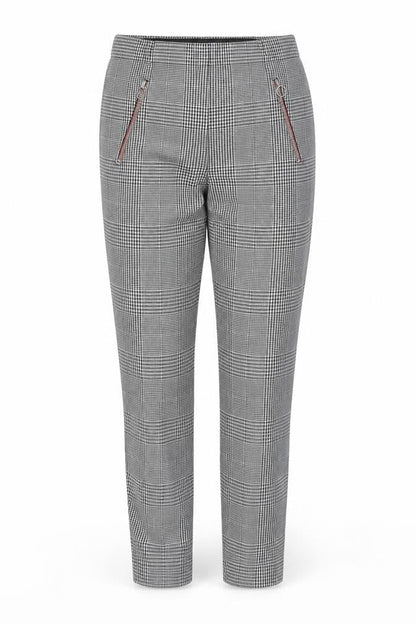 Marks & Spencer Women's Black Mix Check Tapered Trousers UK 12 Regular