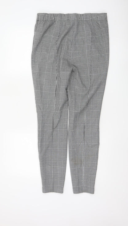 Marks and Spencer Women's Black Mix Check Tapered Trousers UK 12 Regular