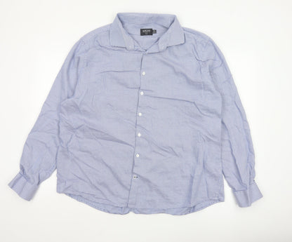 Burton Menswear London Men's Blue Slim Fit 2XL Long Sleeve Check Shirt