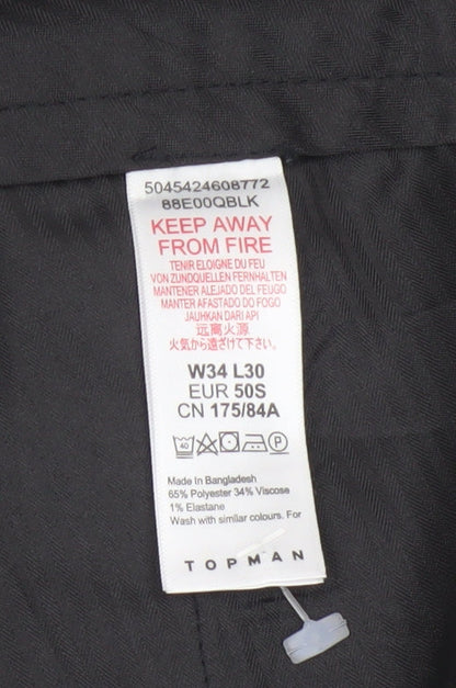 Topman Men's Black Slim Fit Dress Trousers W34 L30