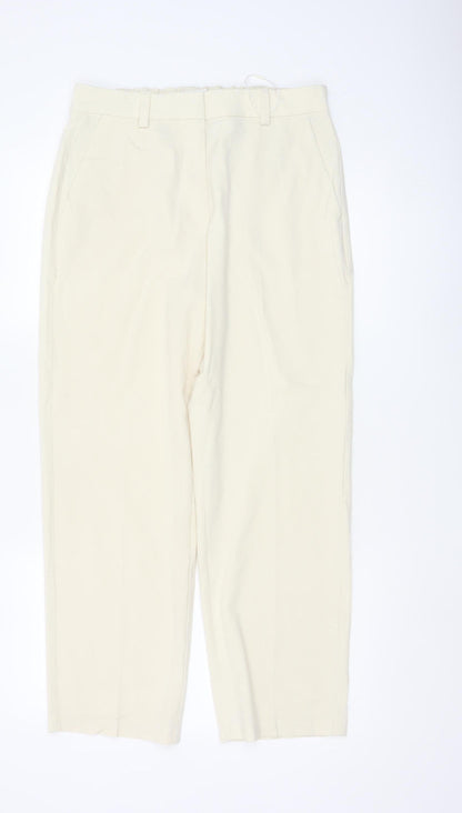 Marks and Spencer Women Beige Size 12 Short Tapered Trousers