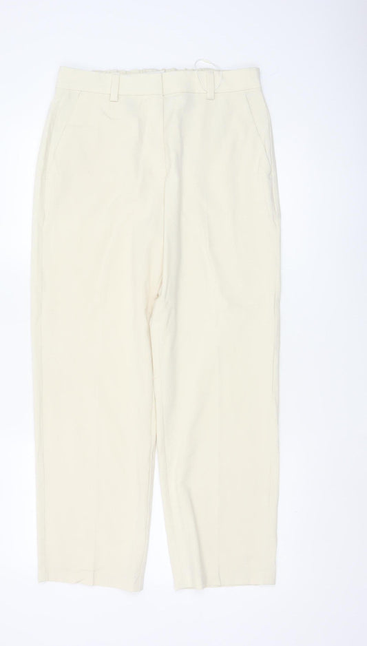 Marks and Spencer Women Beige Size 12 Short Tapered Trousers