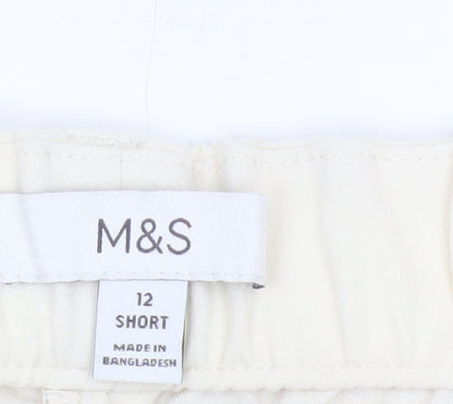 Marks and Spencer Women Beige Size 12 Short Tapered Trousers
