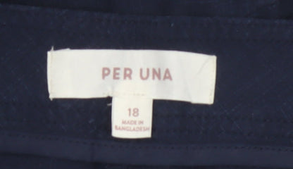 Marks and Spencer Per Una Navy Linen Trousers Women’s Size 18 Casual