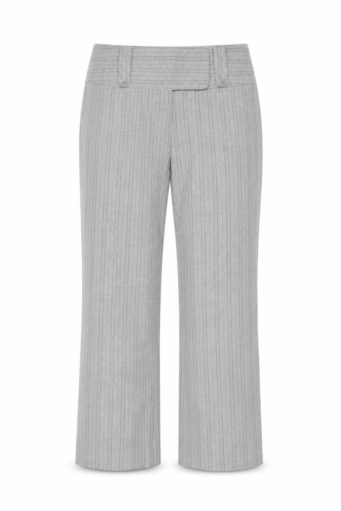 Amaranto Women Grey Pinstripe Straight Leg Trousers Size 14