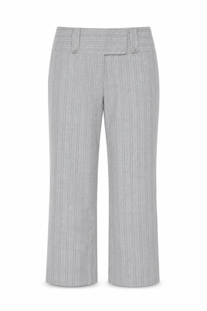 Amaranto Women Grey Pinstripe Straight Leg Trousers Size 14