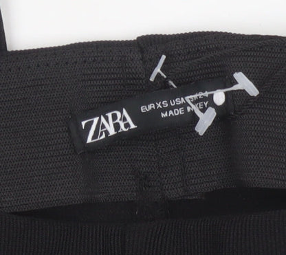Zara Womens Black XS Flared High Rise Stretch Knit Trousers