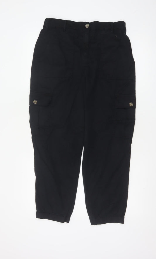 Marks and Spencer Women's Black Cargo Trousers Size 12 Short