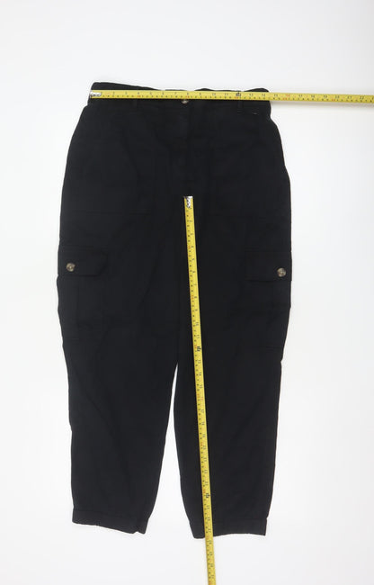 Marks and Spencer Women's Black Cargo Trousers Size 12 Short
