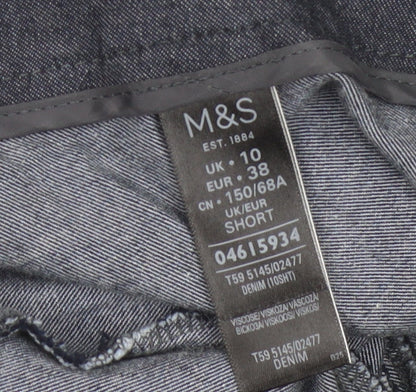 Marks and Spencer Women Blue Short Cropped Chino Trousers UK 10