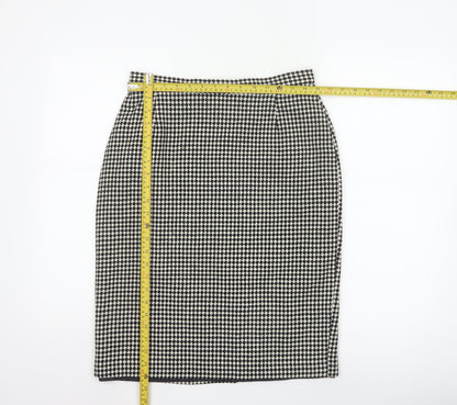 Marks and Spencer Women’s Black Wool Check Pencil Skirt UK 14