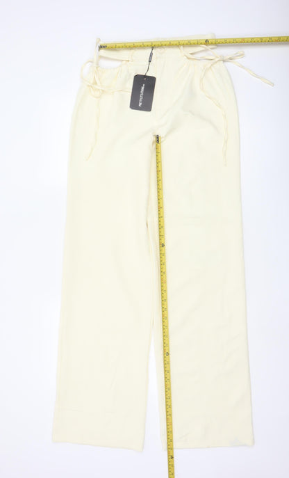 PrettyLittleThing Women's Ivory Size 8 High Rise Paperbag Trousers