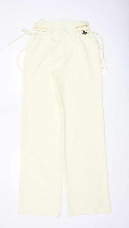 PrettyLittleThing Women's Ivory Size 8 High Rise Paperbag Trousers