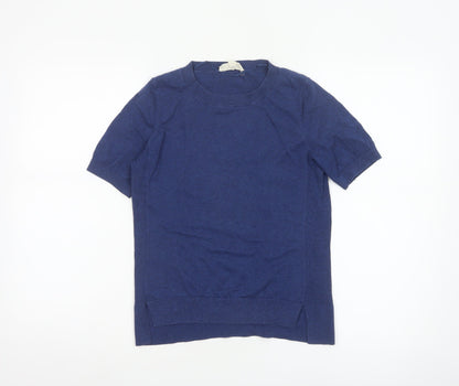 Seasalt Cornwall Women's Blue 100% Cotton Short Sleeve Crew Neck T-Shirt UK 8