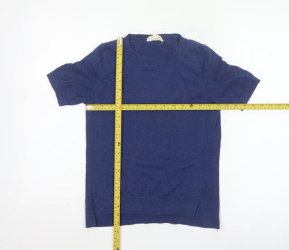 Seasalt Cornwall Women's Blue 100% Cotton Short Sleeve Crew Neck T-Shirt UK 8
