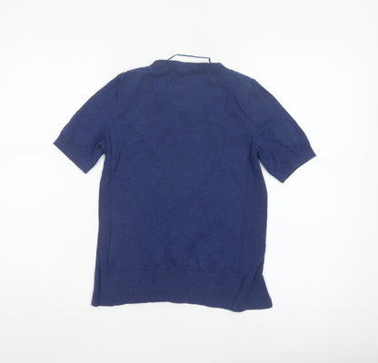 Seasalt Cornwall Women's Blue 100% Cotton Short Sleeve Crew Neck T-Shirt UK 8